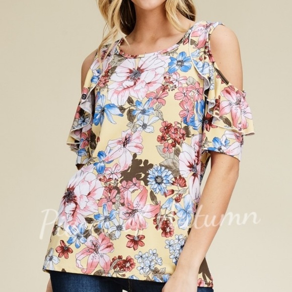 Floral cold shoulder top - Picture 6 of 7